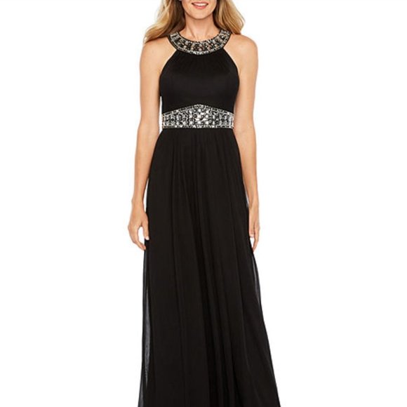 one by eight sleeveless evening gown
